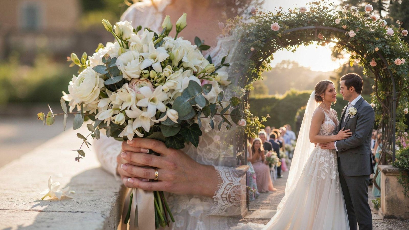 stephanotis flowers in a bridal bouquet symbolizing good luck and blessings for newlyweds.