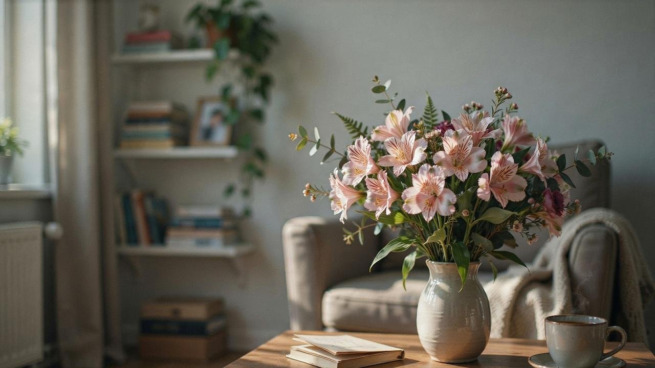 Pink and white alstroemeria flowers symbolizing devotion and lifelong friendship.