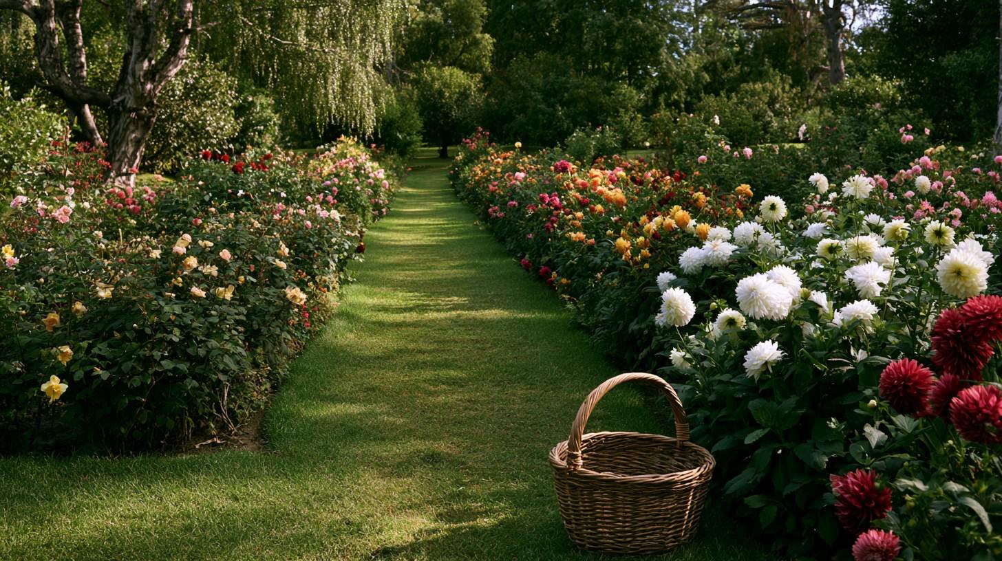 Straight planting rows designed for easy flower harvesting.