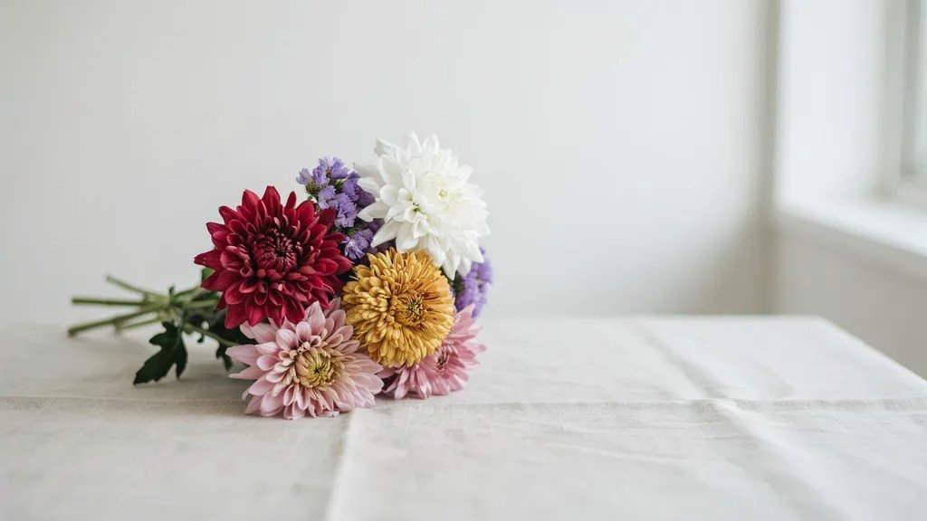 Colorful chrysanthemums in different shades representing November birth flower meanings and symbolism.