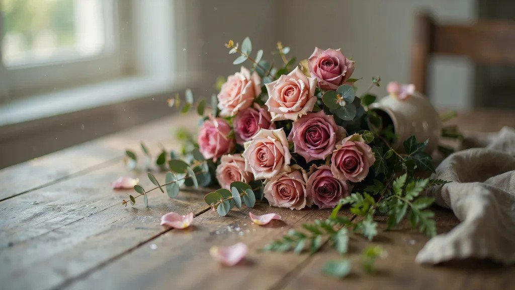 Blooming pink roses in a garden representing admiration and kindness.