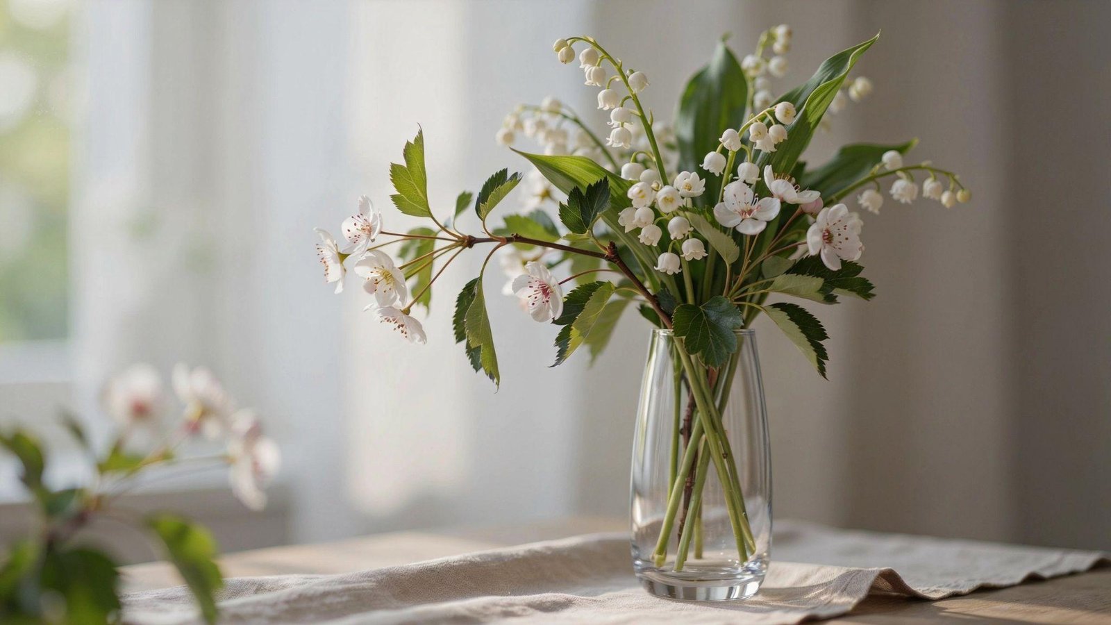 Lily of the valley and hawthorn flowers symbolizing renewal, growth, hope, and meaningful new beginnings