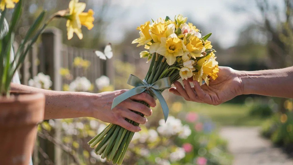 A thoughtful gift bouquet of daffodils and jonquils representing March birth flowers for a special occasion.
