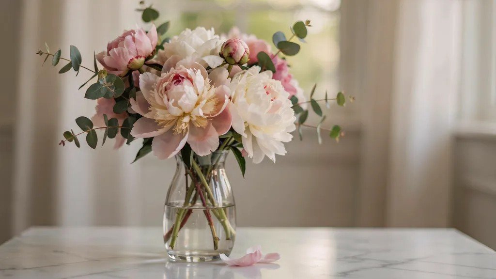 Soft pink peony bouquet representing the alternative November birth flower.