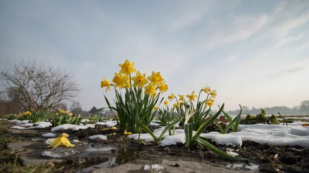 Daffodils and jonquils blooming in early spring, symbolizing renewal and their association with March birth flowers.