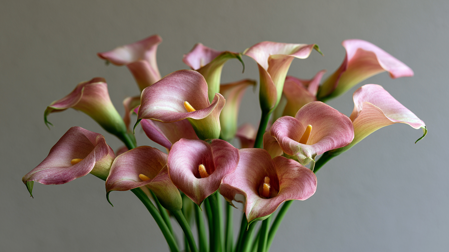 Pink calla lilies representing admiration and gratitude.