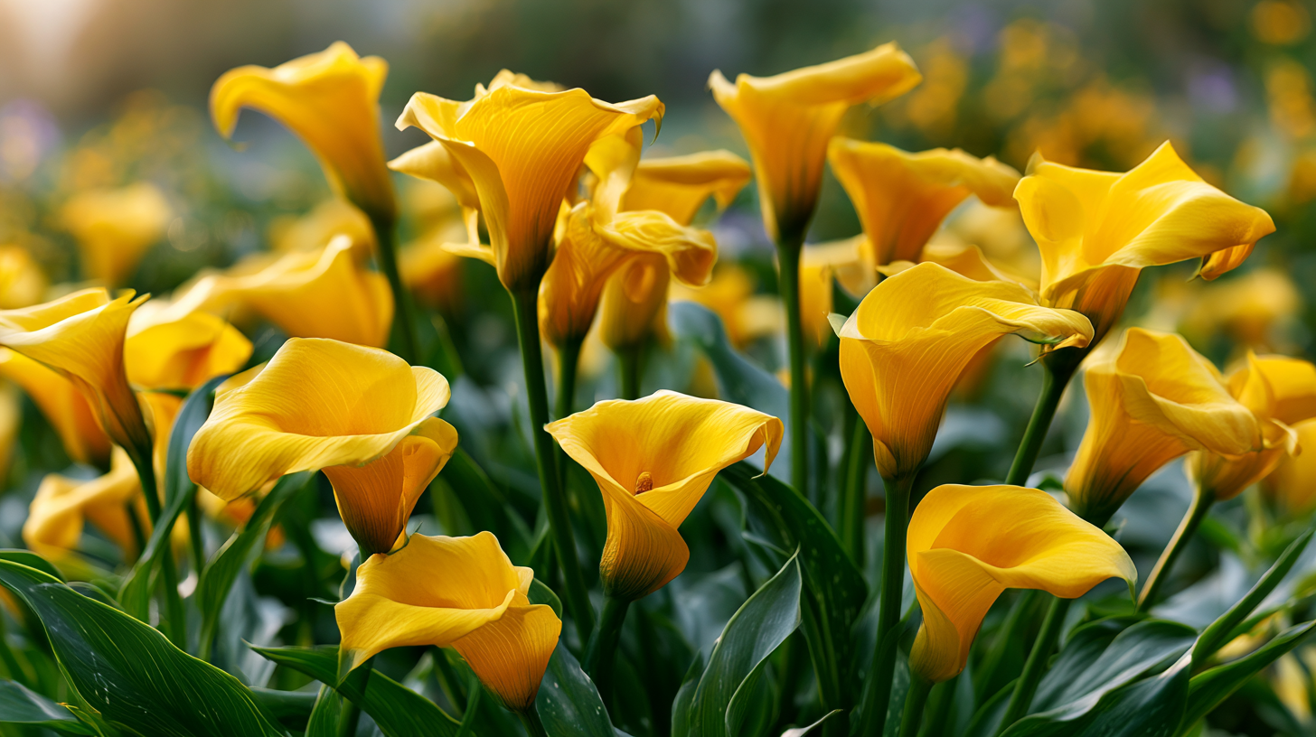 Yellow calla lilies representing friendship and joy.
