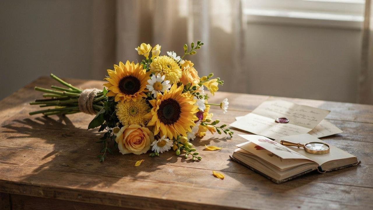 A colorful arrangement of yellow friendship flowers representing the language of flowers, loyalty, happiness, and friendship.