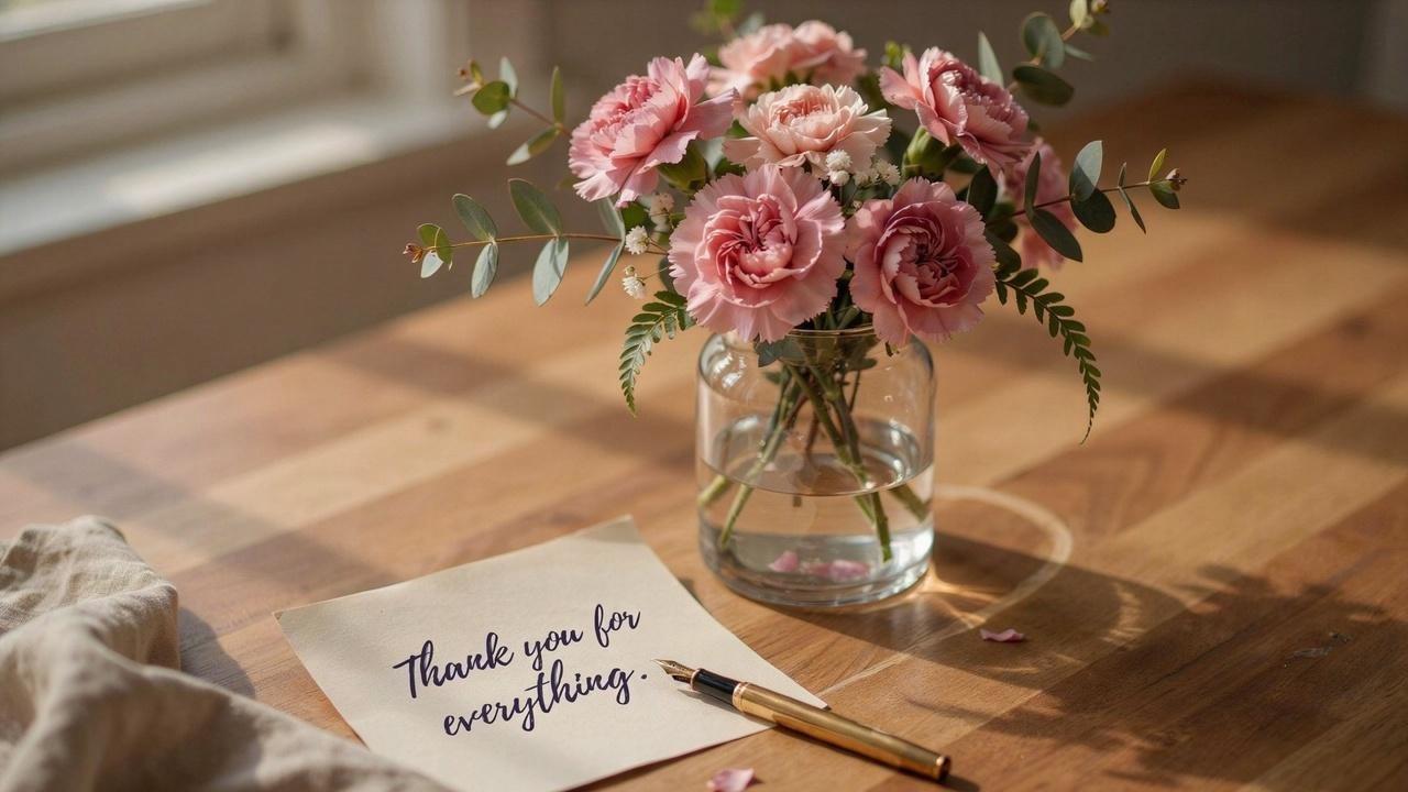 Pink carnations symbolizing gratitude, appreciation, kindness, and dependable friendship.