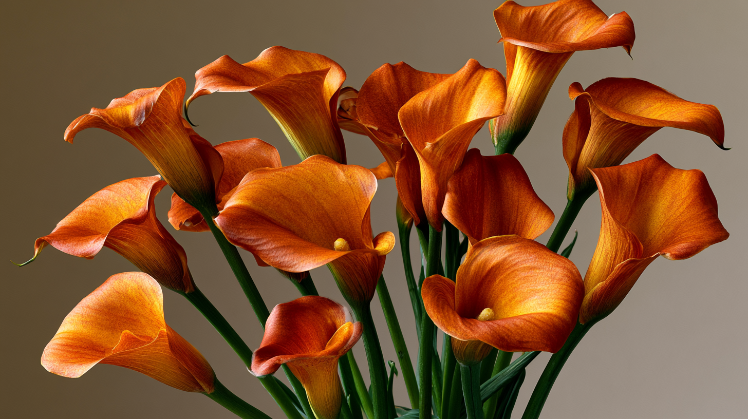 Orange calla lilies representing enthusiasm and excitement.