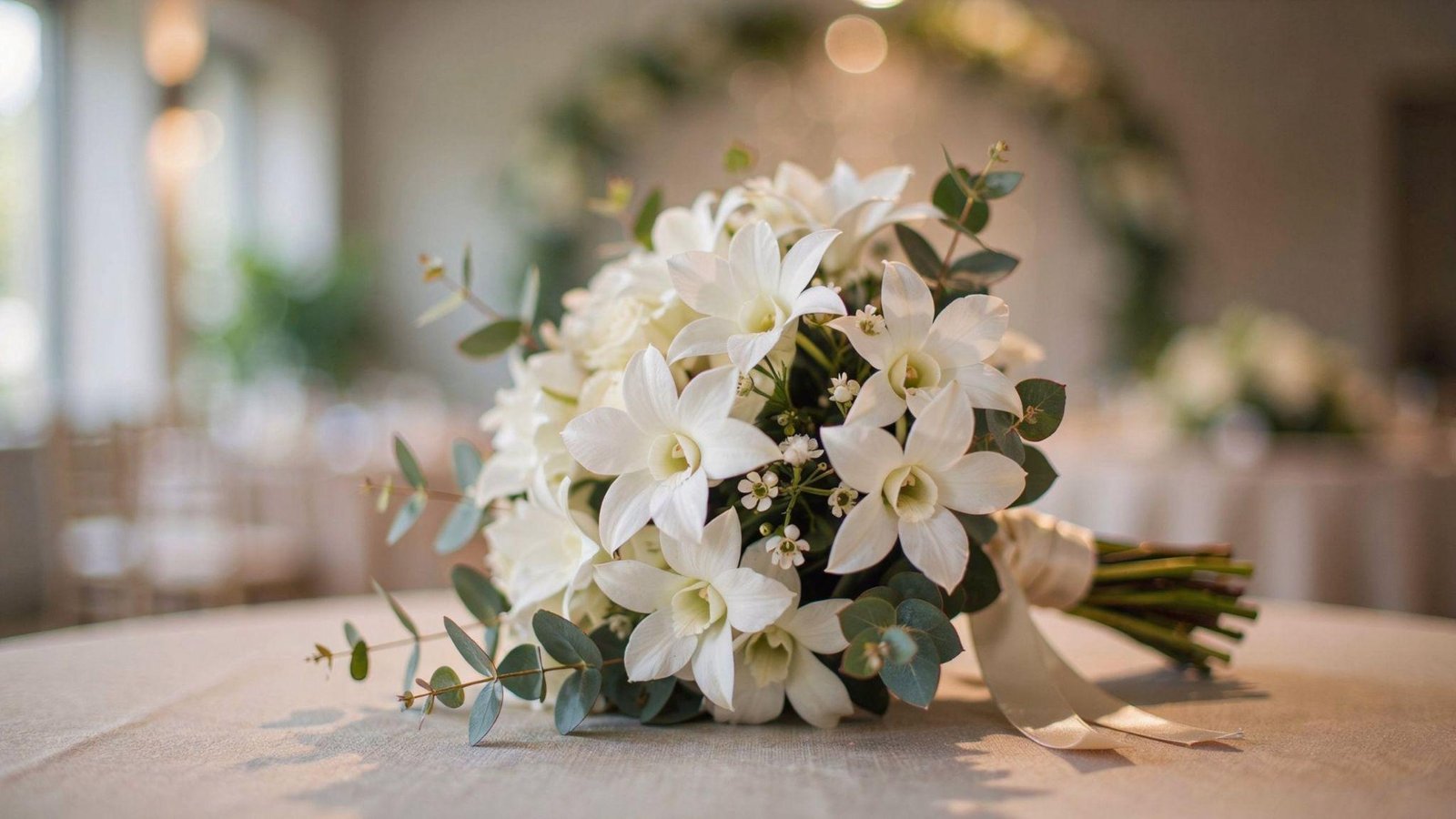 Pure white stephanotis flowers symbolizing sincerity, purity, honesty, and new beginnings in a wedding bouquet.