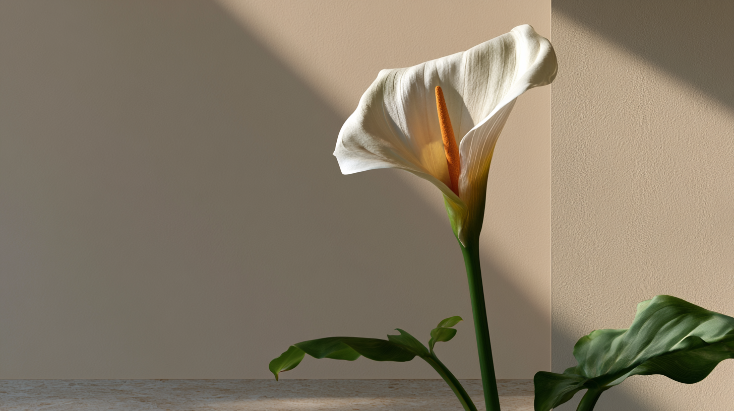 Single white calla lily representing purity and new beginnings.
