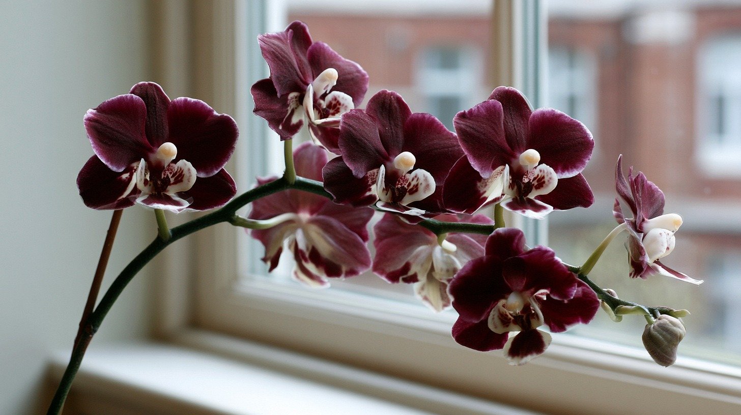 Black and white orchid flowers with striking patterns.
