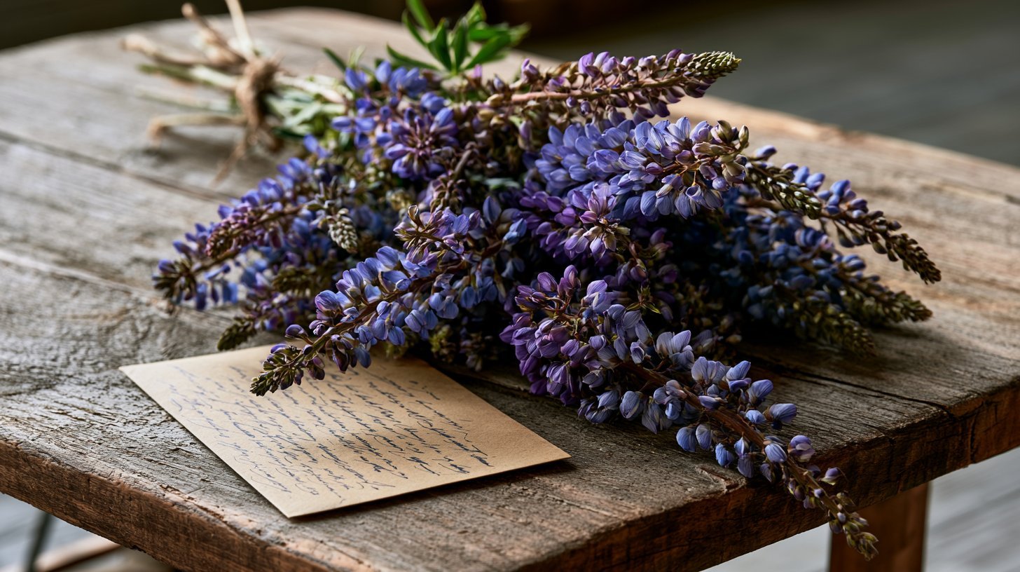 Bouquet of lupine flowers symbolizing admiration and imagination.